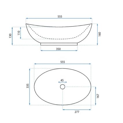 REA-U6801 - Praustuvas ant stalviršio KATE 33,5x55,5 cm keramika/blizgi balta