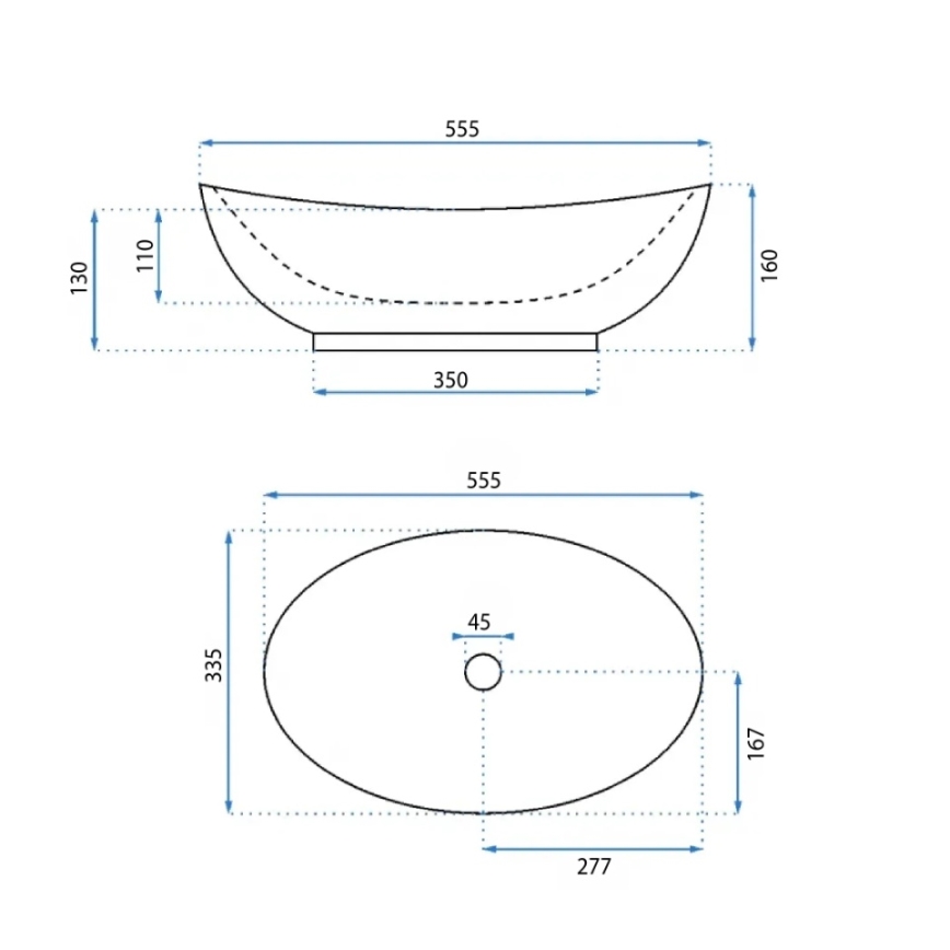 REA-U6801 - Praustuvas ant stalviršio KATE 33,5x55,5 cm keramika/blizgi balta
