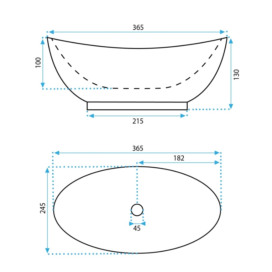 REA-U6803 - Ant stalviršio montuojamas praustuvas KATE 24,5x36,5 cm keramika/blizgi balta