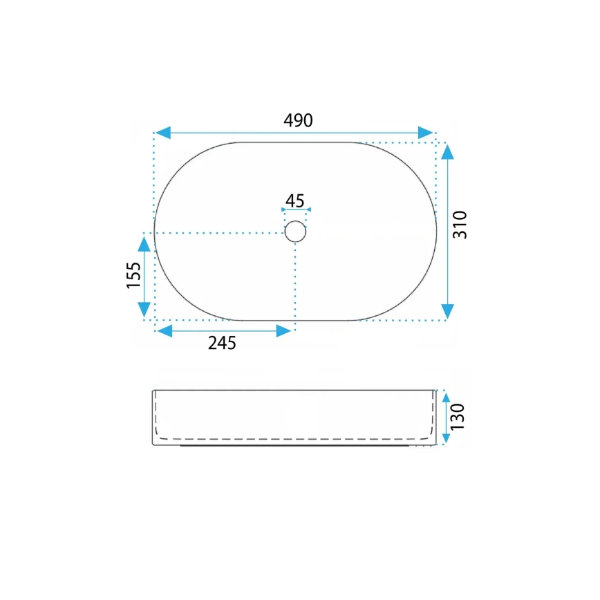 REA-U7342 - Praustuvas ant stalviršio VANDA 31x49 cm keramika/smėlio spalva/akmens imitacija