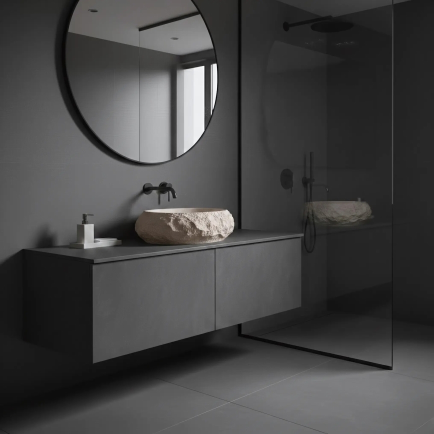 REA-U7347 - Praustuvas ant stalviršio MIKA 38x50 cm smėlio spalvos/akmens imitacija