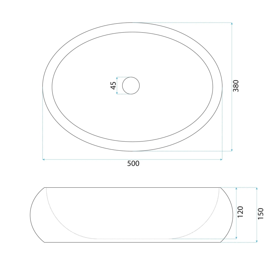 REA-U7347 - Praustuvas ant stalviršio MIKA 38x50 cm smėlio spalvos/akmens imitacija