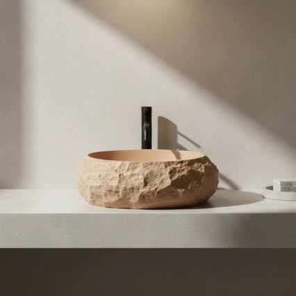 REA-U7348 - Praustuvas ant stalviršio MIKA 38x50 cm oranžinis/smėlio spalvos/su akmens imitacija