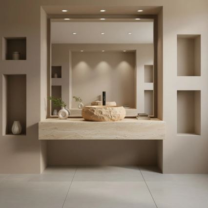 REA-U7348 - Praustuvas ant stalviršio MIKA 38x50 cm oranžinis/smėlio spalvos/su akmens imitacija