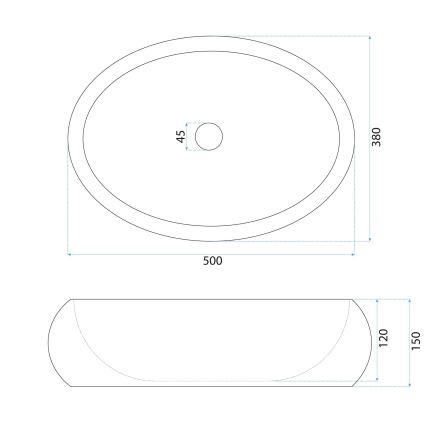 REA-U7348 - Praustuvas ant stalviršio MIKA 38x50 cm oranžinis/smėlio spalvos/su akmens imitacija