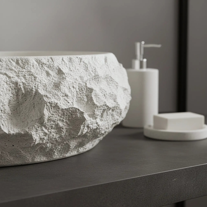 REA-U7350 - Praustuvas ant stalviršio MIKA 38x50 cm baltas/akmens imitacija