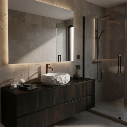 REA-U7350 - Praustuvas ant stalviršio MIKA 38x50 cm baltas/akmens imitacija