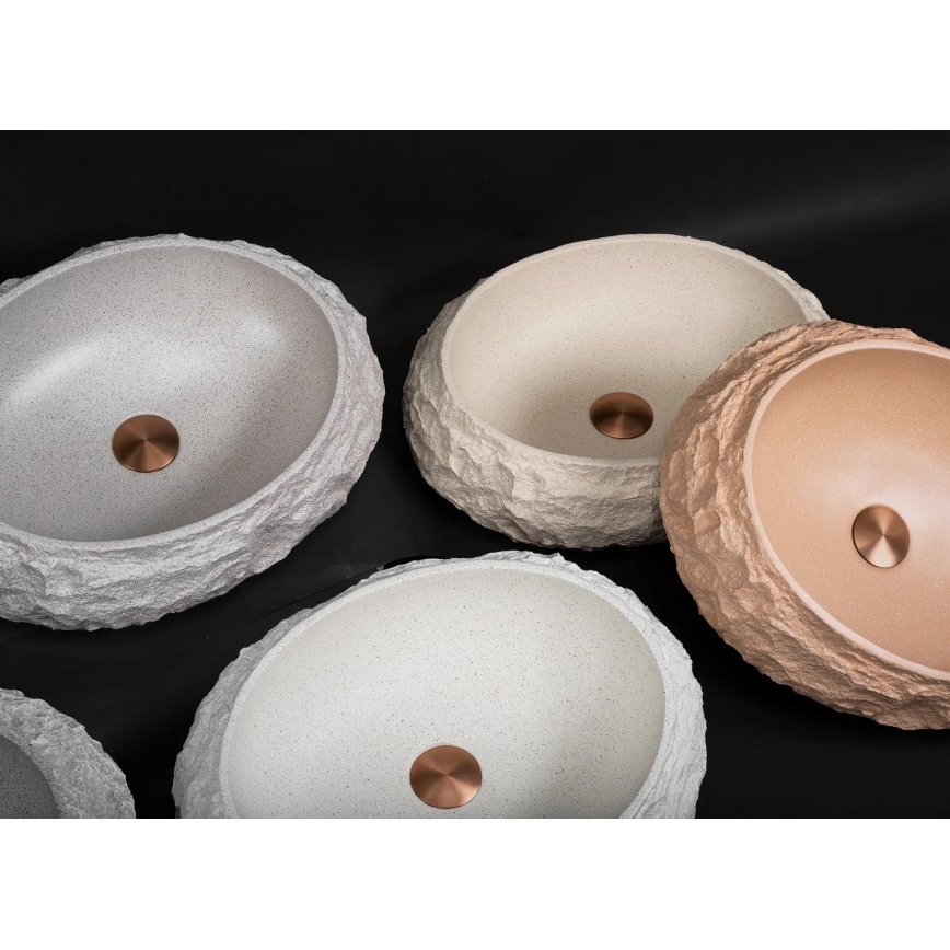 REA-U7350 - Praustuvas ant stalviršio MIKA 38x50 cm baltas/akmens imitacija