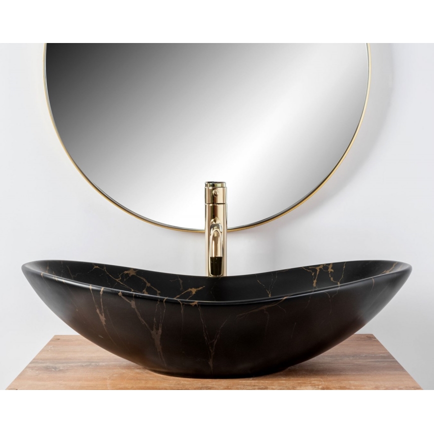 REA-U7478 - Praustuvas ant stalviršio ROYAL 36x62 cm keramika/juoda/marmuro dekoras