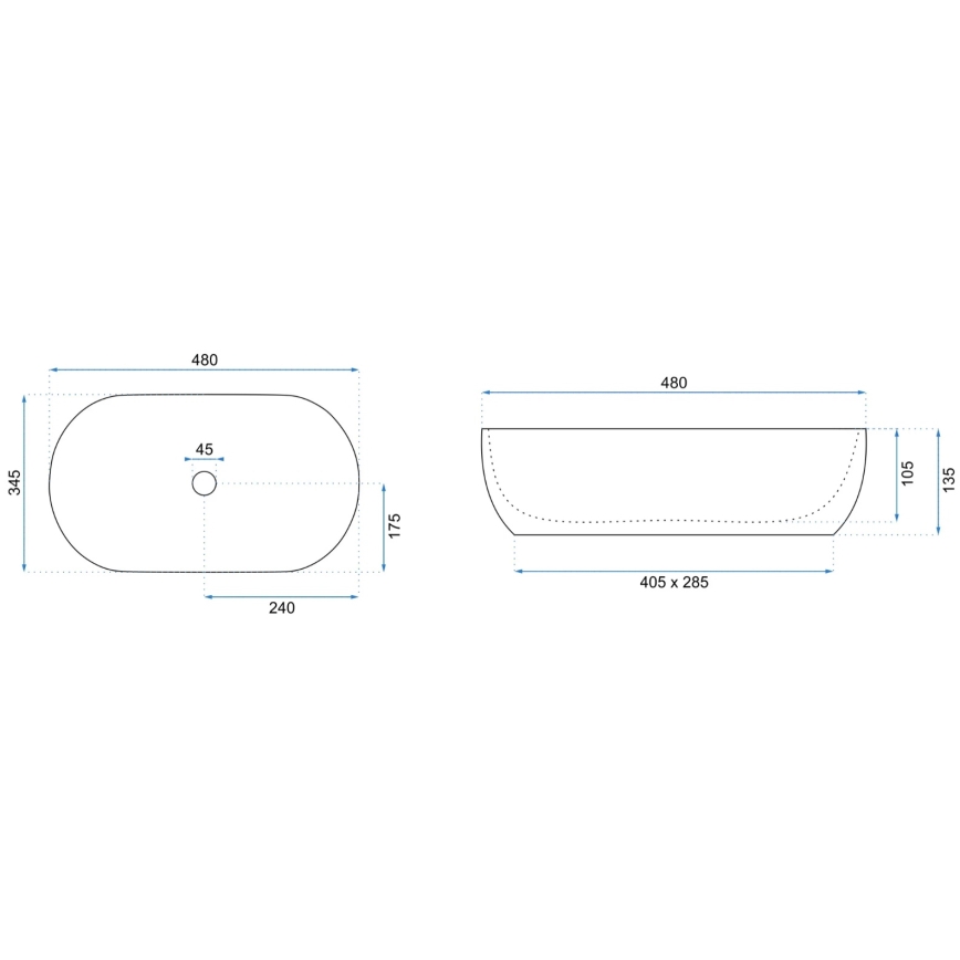 REA-U8001 - Praustuvas ant stalviršio AMELIA 34,5x48 cm keramika / marmuro dekoras