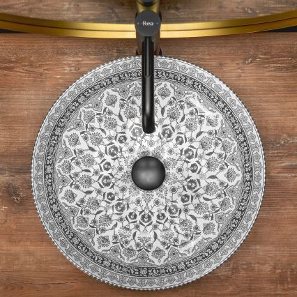 REA-U8002 - Praustuvas ant stalviršio ARTE 40 cm keramika/balta/juoda