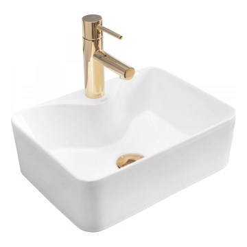 REA-U8196 - Praustuvas ant stalviršio KELLY MINI 31x41 cm keramika/blizgi balta