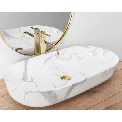 REA-U8403 - Praustuvas ant stalviršio CLEO 41x81 cm keramika/marmuro dekoras