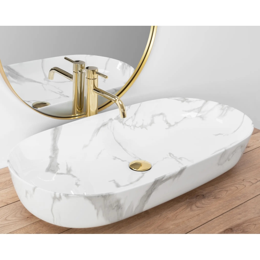 REA-U8403 - Praustuvas ant stalviršio CLEO 41x81 cm keramika/marmuro dekoras