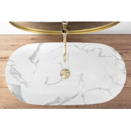 REA-U8403 - Praustuvas ant stalviršio CLEO 41x81 cm keramika/marmuro dekoras