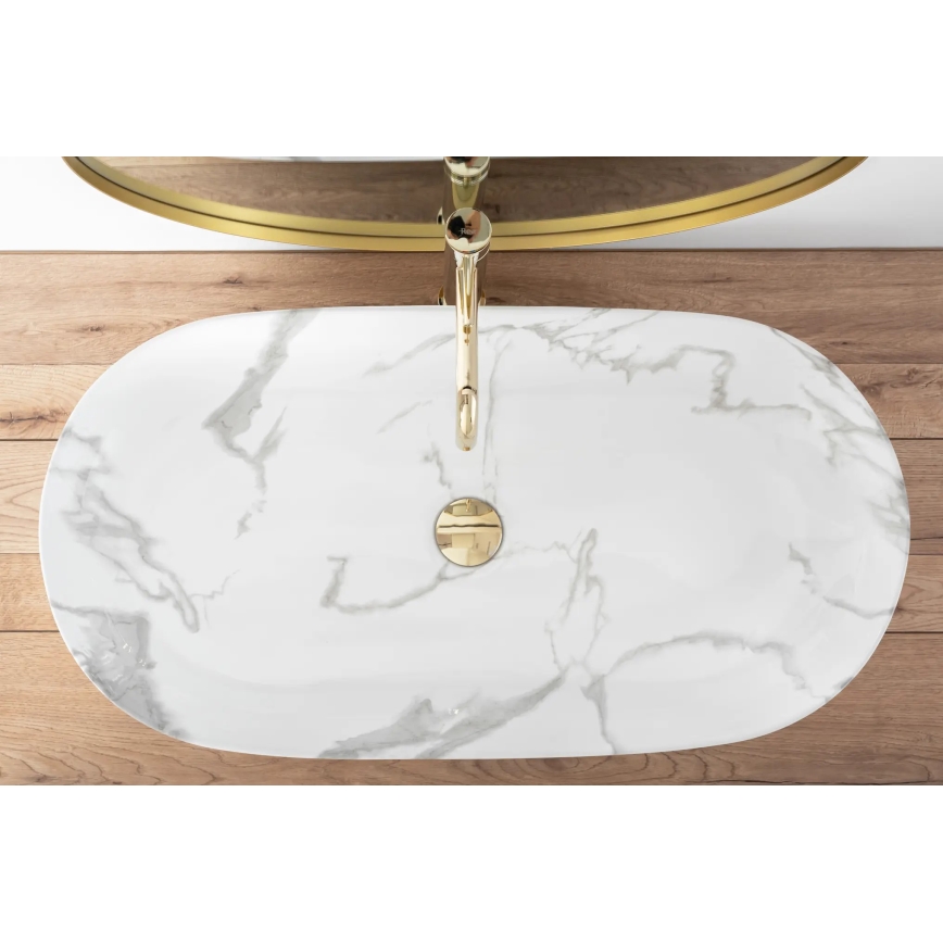 REA-U8403 - Praustuvas ant stalviršio CLEO 41x81 cm keramika/marmuro dekoras