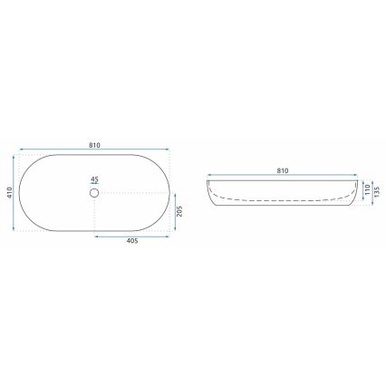 REA-U8403 - Praustuvas ant stalviršio CLEO 41x81 cm keramika/marmuro dekoras