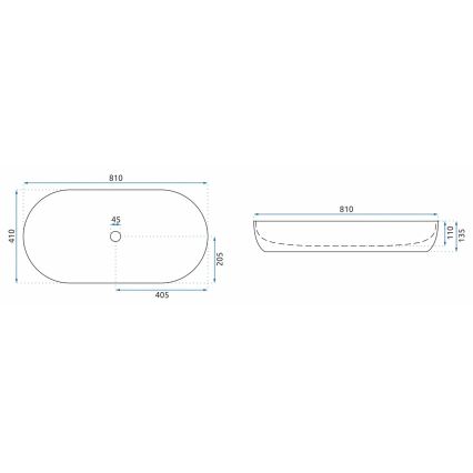REA-U8404 - Ant stalviršio montuojamas praustuvas CLEO 41x81 cm, keramika, balta su marmuro dekoru