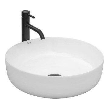 REA-U8493 - Praustuvas ELMA ant stalviršio, Ø 45 cm, keramika / blizgi balta