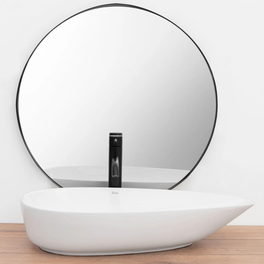 REA-U8537 - Praustuvas ant stalviršio GRETA 40x65,5 cm, keramika, blizgi balta