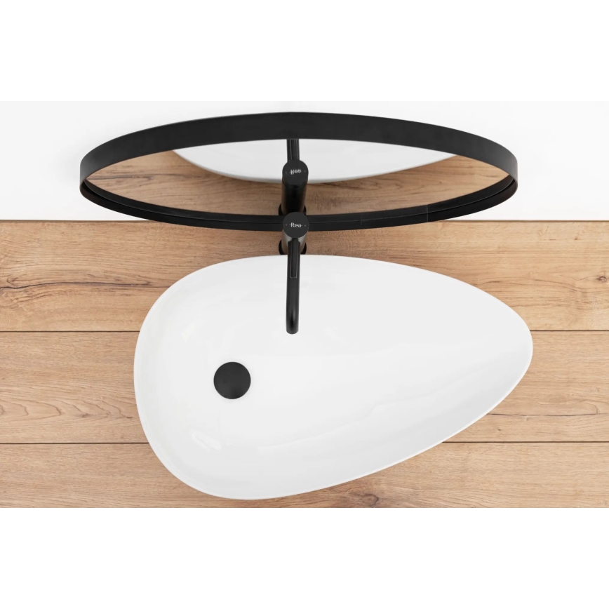 REA-U8537 - Praustuvas ant stalviršio GRETA 40x65,5 cm, keramika, blizgi balta