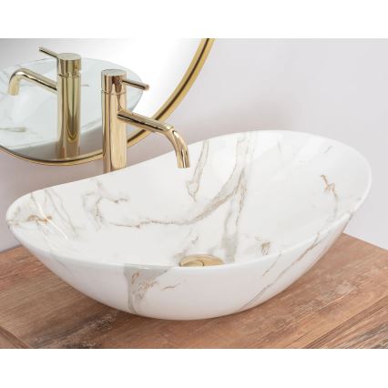 REA-U8548 - ROYAL praustuvas ant stalviršio 36x60,5 cm keramika / marmuro dekoras