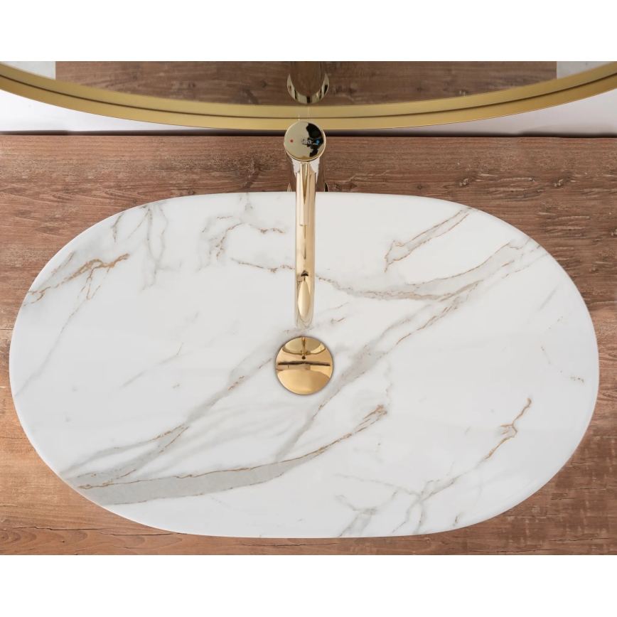 REA-U8548 - ROYAL praustuvas ant stalviršio 36x60,5 cm keramika / marmuro dekoras