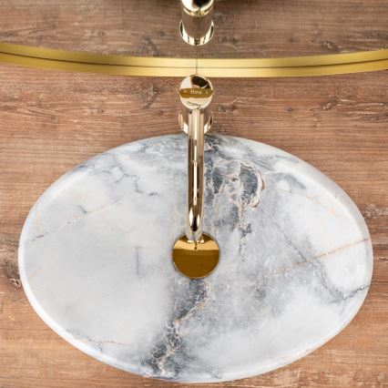 REA-U8567 - Praustuvas ant stalviršio LINDA 34x48,5 cm keramika/marmuro dekoras