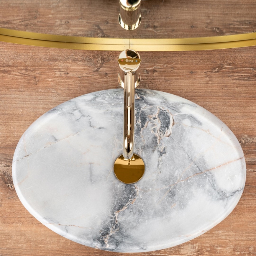 REA-U8567 - Praustuvas ant stalviršio LINDA 34x48,5 cm keramika/marmuro dekoras