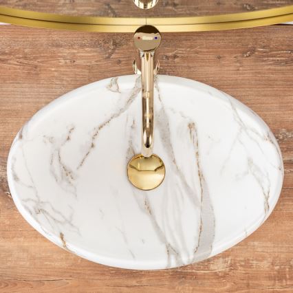 REA-U8568 - Praustuvas ant stalviršio LINDA 34x48,5 cm keramika/marmuro dekoras