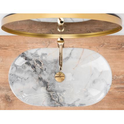 REA-U8596 - Praustuvas ant stalviršio ROYAL 36x62,5 cm keramika/balta/pilka/akmens imitacija