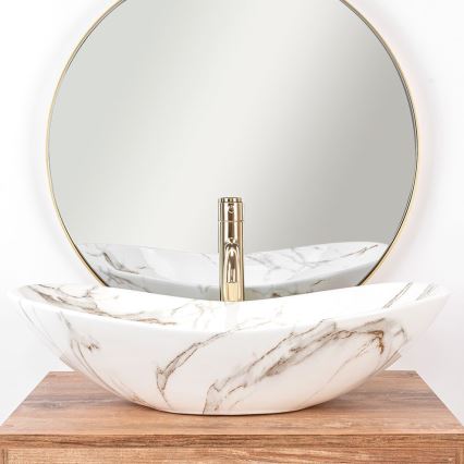 REA-U8597 - Ant stalviršio montuojamas praustuvas ROYAL 36x62 cm keramika/marmuro dekoras