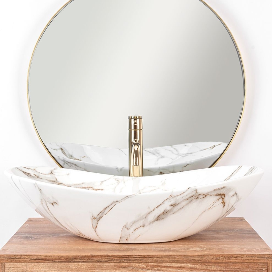 REA-U8597 - Ant stalviršio montuojamas praustuvas ROYAL 36x62 cm keramika/marmuro dekoras