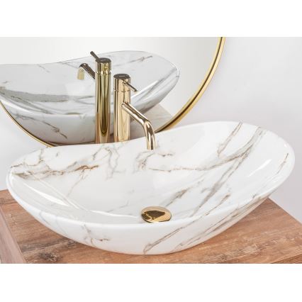 REA-U8597 - Ant stalviršio montuojamas praustuvas ROYAL 36x62 cm keramika/marmuro dekoras