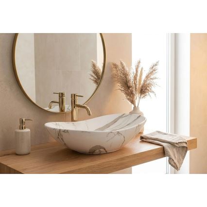 REA-U8598 - Praustuvas ant stalviršio ROYAL 36 x 60,5 cm keramika/marmuro dekoras