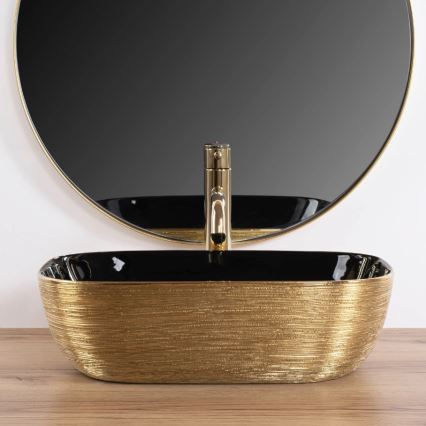 REA-U8780 - Praustuvas ant stalviršio BELINDA 33x46,5 cm keramika/juoda/auksinė