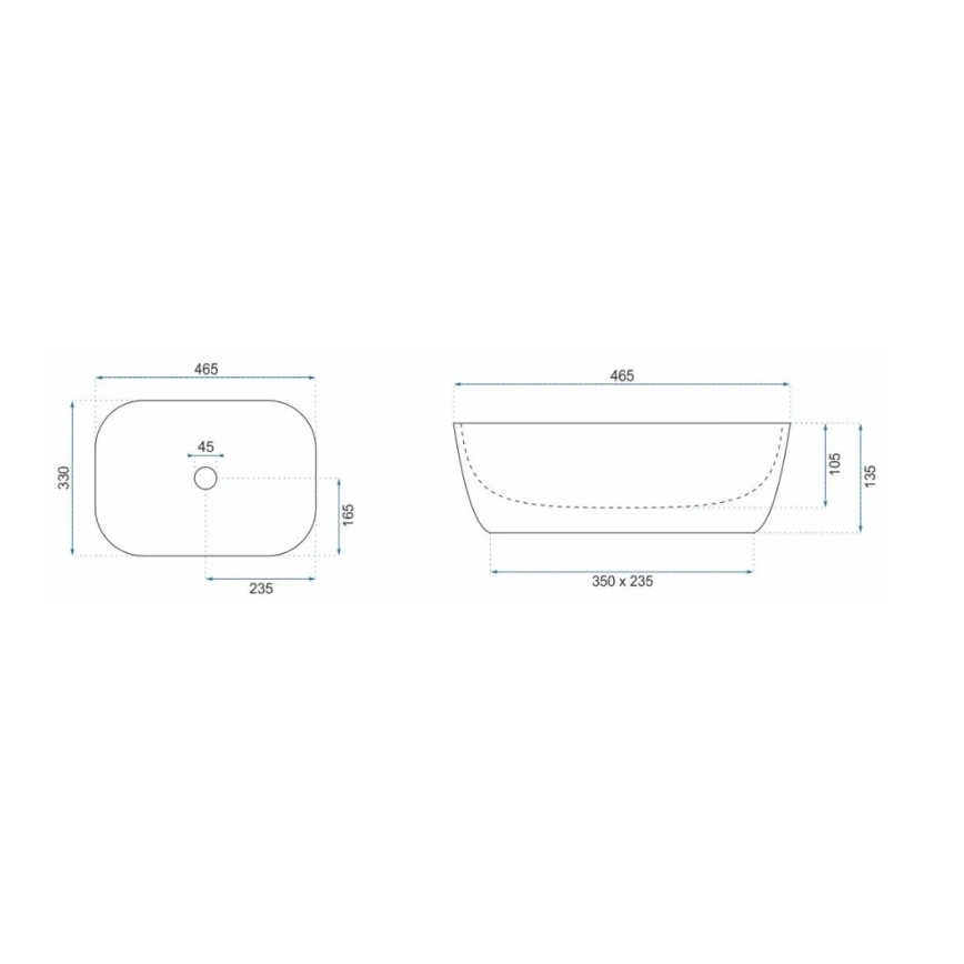 REA-U8780 - Praustuvas ant stalviršio BELINDA 33x46,5 cm keramika/juoda/auksinė