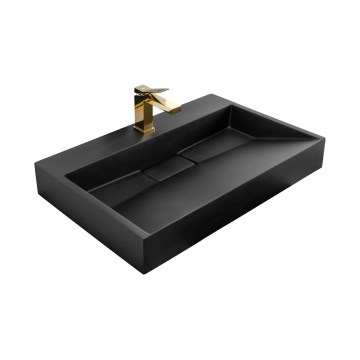 REA-U8802 - Ant stalviršio montuojamas praustuvas GOYA 46x70 cm konglomeratas/matinė juoda