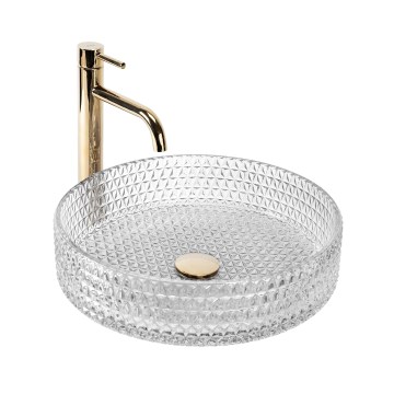 REA-U8881 - Praustuvas ant stalviršio CRISTAL, Ø 39 cm, stiklas / skaidrus