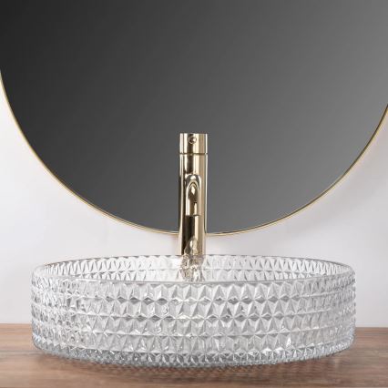 REA-U8881 - Praustuvas ant stalviršio CRISTAL, Ø 39 cm, stiklas / skaidrus