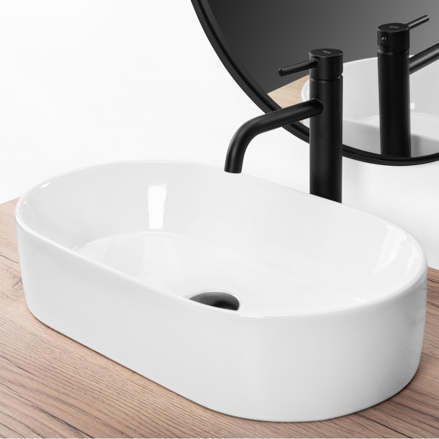 REA-U9108 - Praustuvas ant stalviršio LAYLA 30x53 cm keramika/blizgi balta