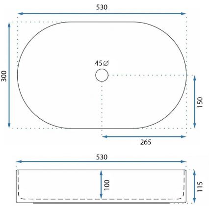 REA-U9108 - Praustuvas ant stalviršio LAYLA 30x53 cm keramika/blizgi balta