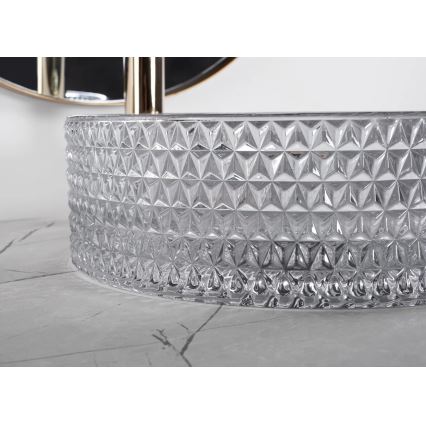 REA-U9615 - Praustuvas ant stalviršio CRISTAL Ø 35,5 cm stiklas/pilka