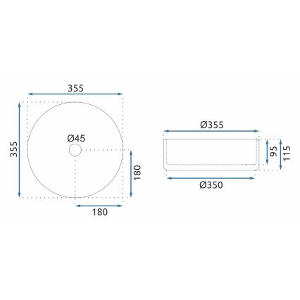 REA-U9615 - Praustuvas ant stalviršio CRISTAL Ø 35,5 cm stiklas/pilka