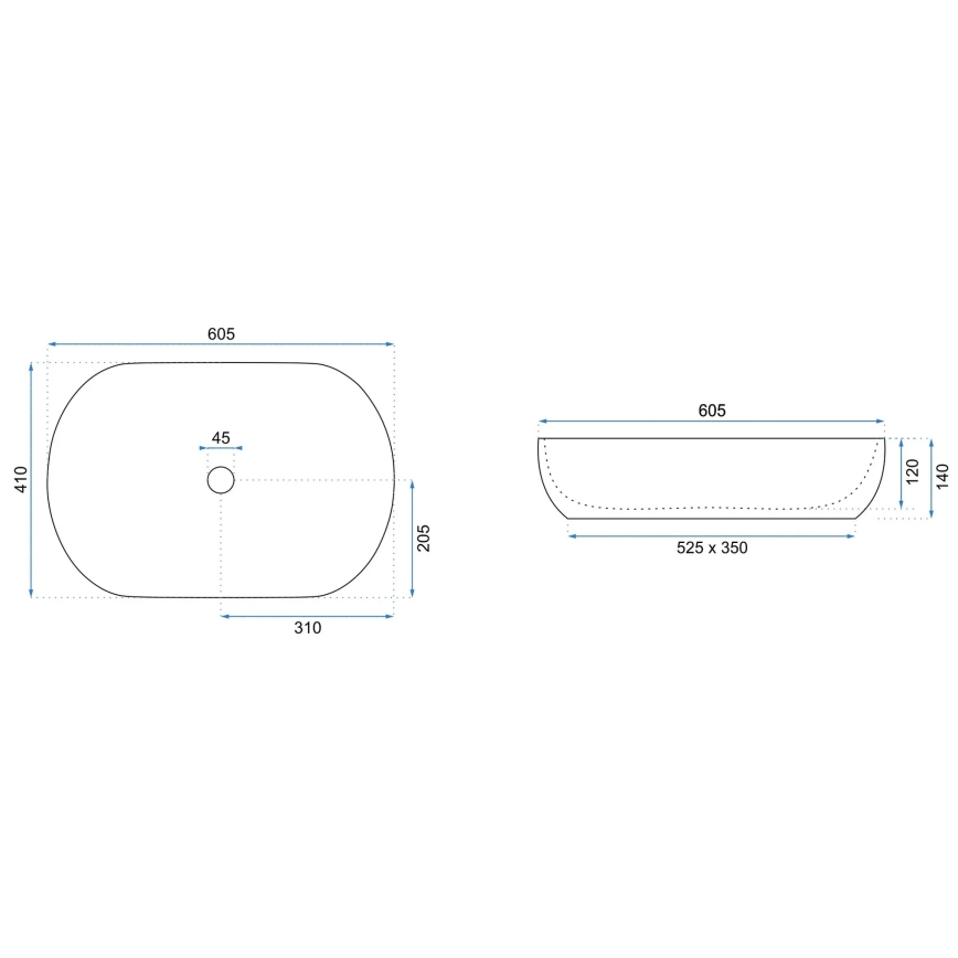 REA-U9655 - Praustuvas ant stalviršio CLEO 41x60,5 cm keramika/smėlio spalvos