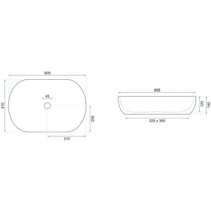REA-U9656 - Ant stalviršio montuojamas praustuvas CLEO 41x60,5 cm keramika/marmuro dekoras