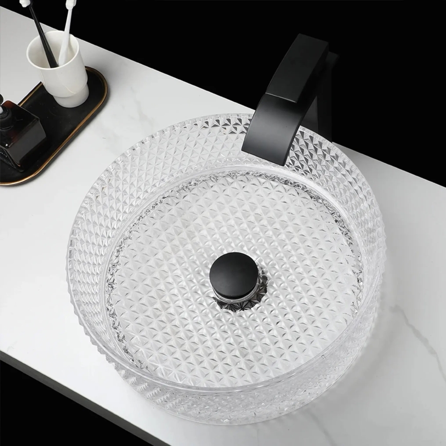 REA-U9670 - ant stalviršio pastatomas praustuvas CRISTAL 35,5 cm, stiklas/skaidrus