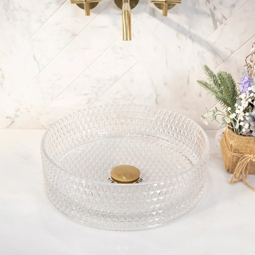 REA-U9670 - Praustuvas ant stalviršio CRISTAL Ø 35,5 cm, stiklas/skaidrus