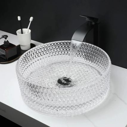 REA-U9670 - Praustuvas ant stalviršio CRISTAL Ø 35,5 cm, stiklas/skaidrus