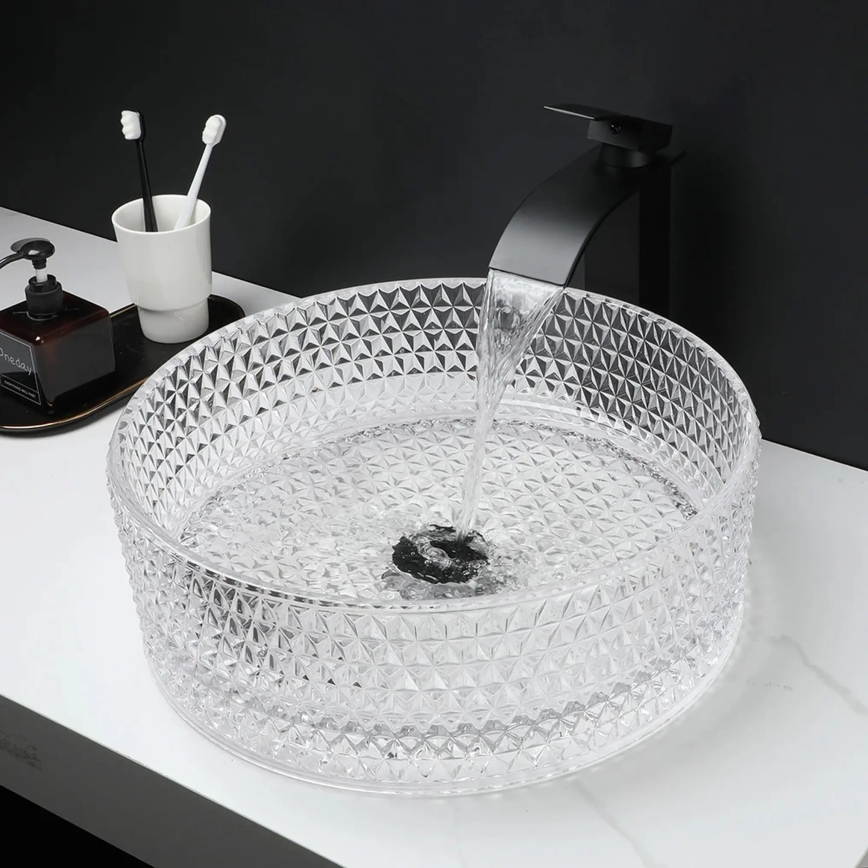 REA-U9670 - Praustuvas ant stalviršio CRISTAL Ø 35,5 cm, stiklas/skaidrus